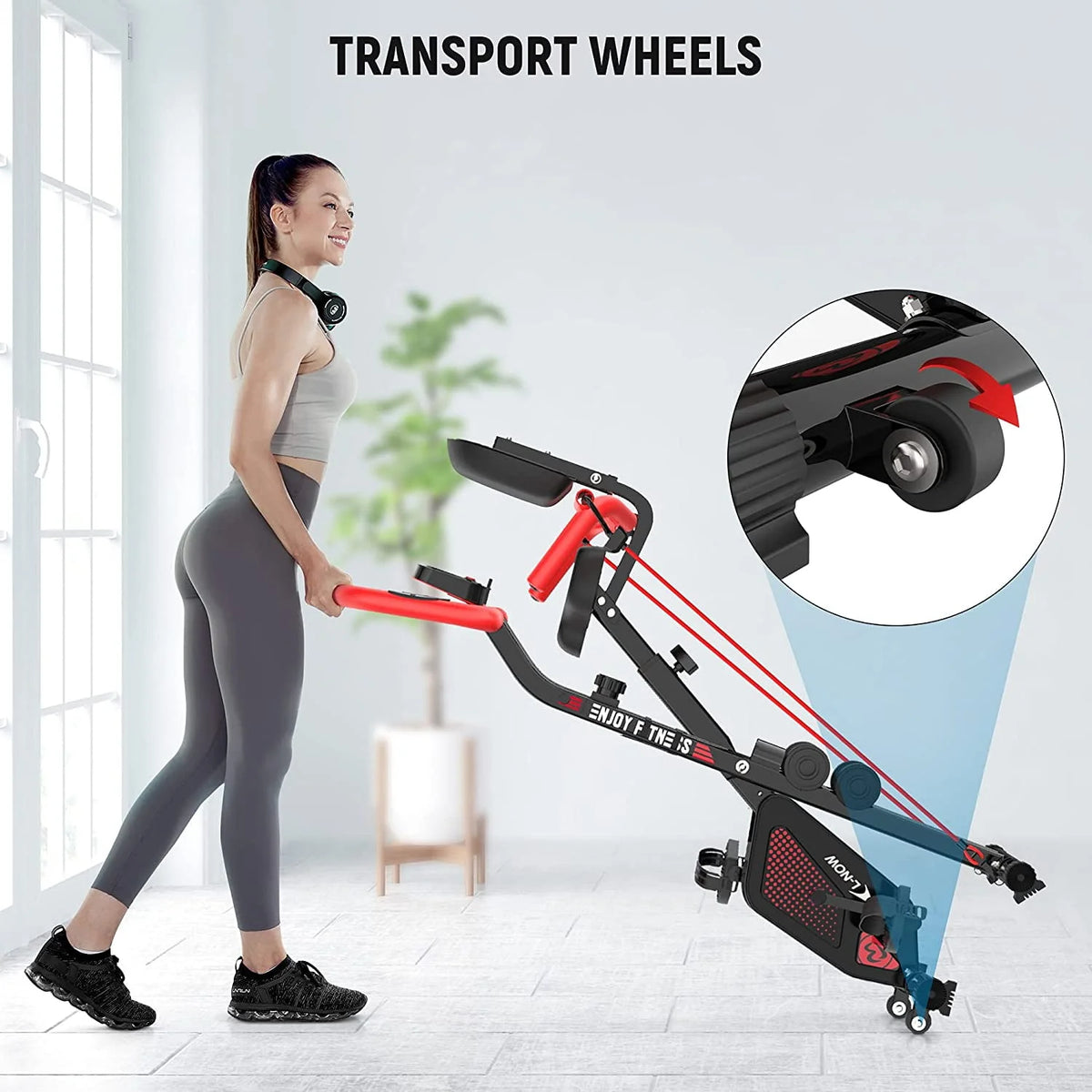 Foldable Magnetic Exercise Bike with Arm Resistance Bands U8748