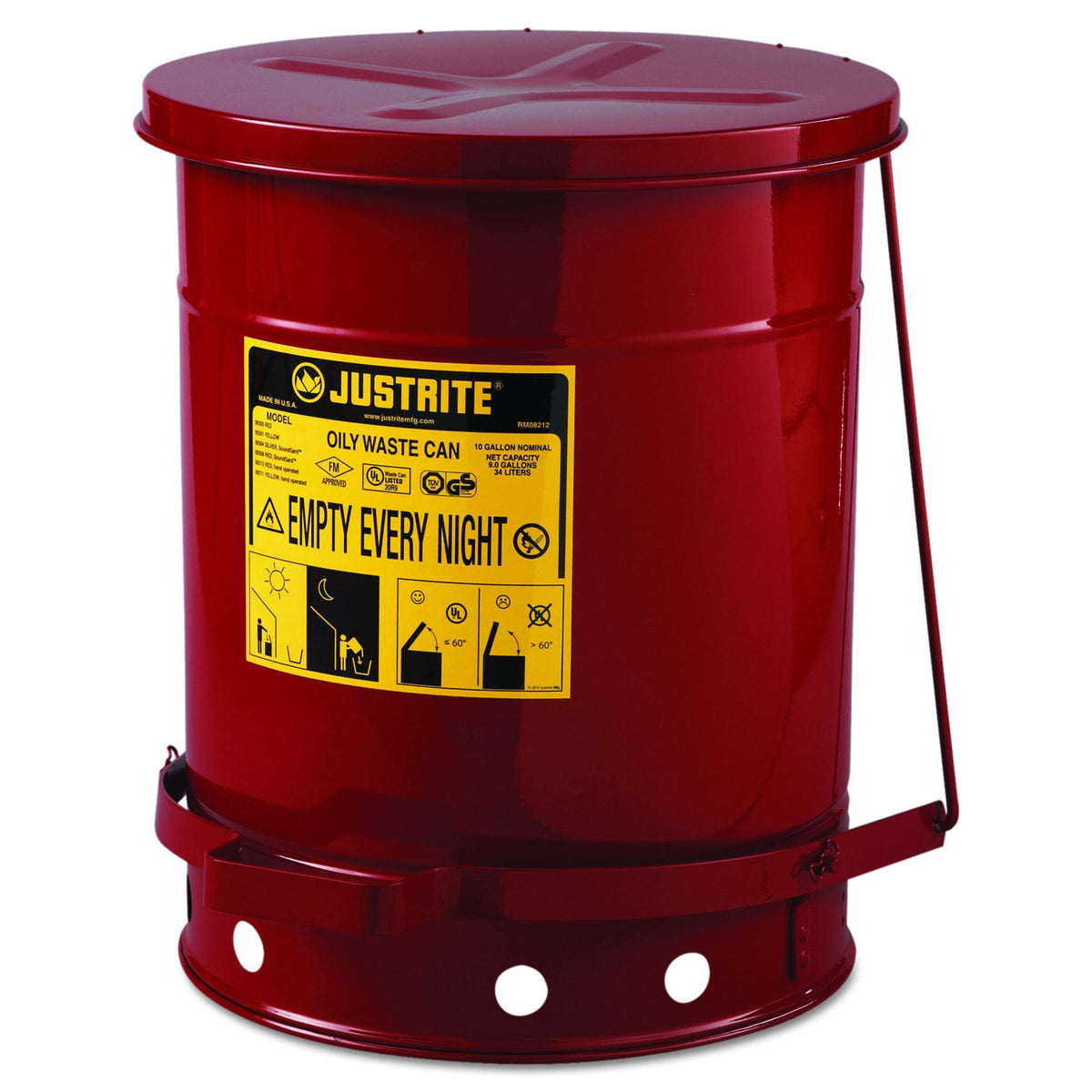 10 Gallon Red Oily Waste Can C577