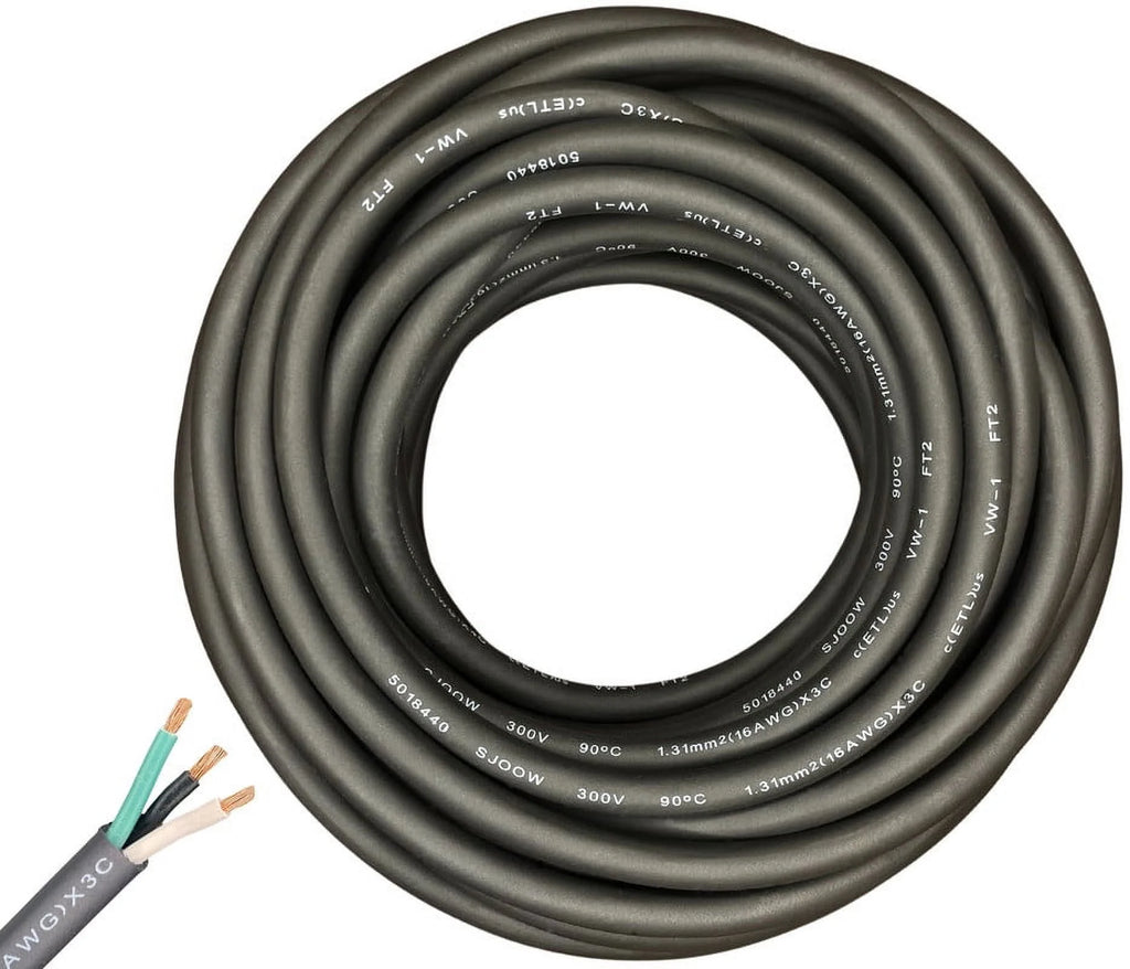 200 Feet 16/3 16 Gauge 3 Conductor Black Cable M604