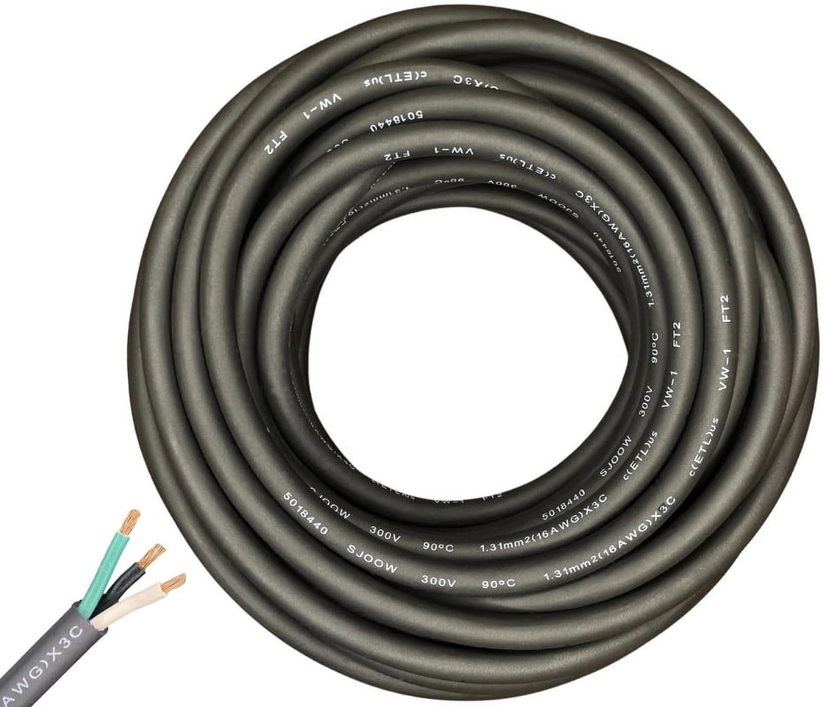 200 Feet 16/3 16 Gauge 3 Conductor Black Cable M604