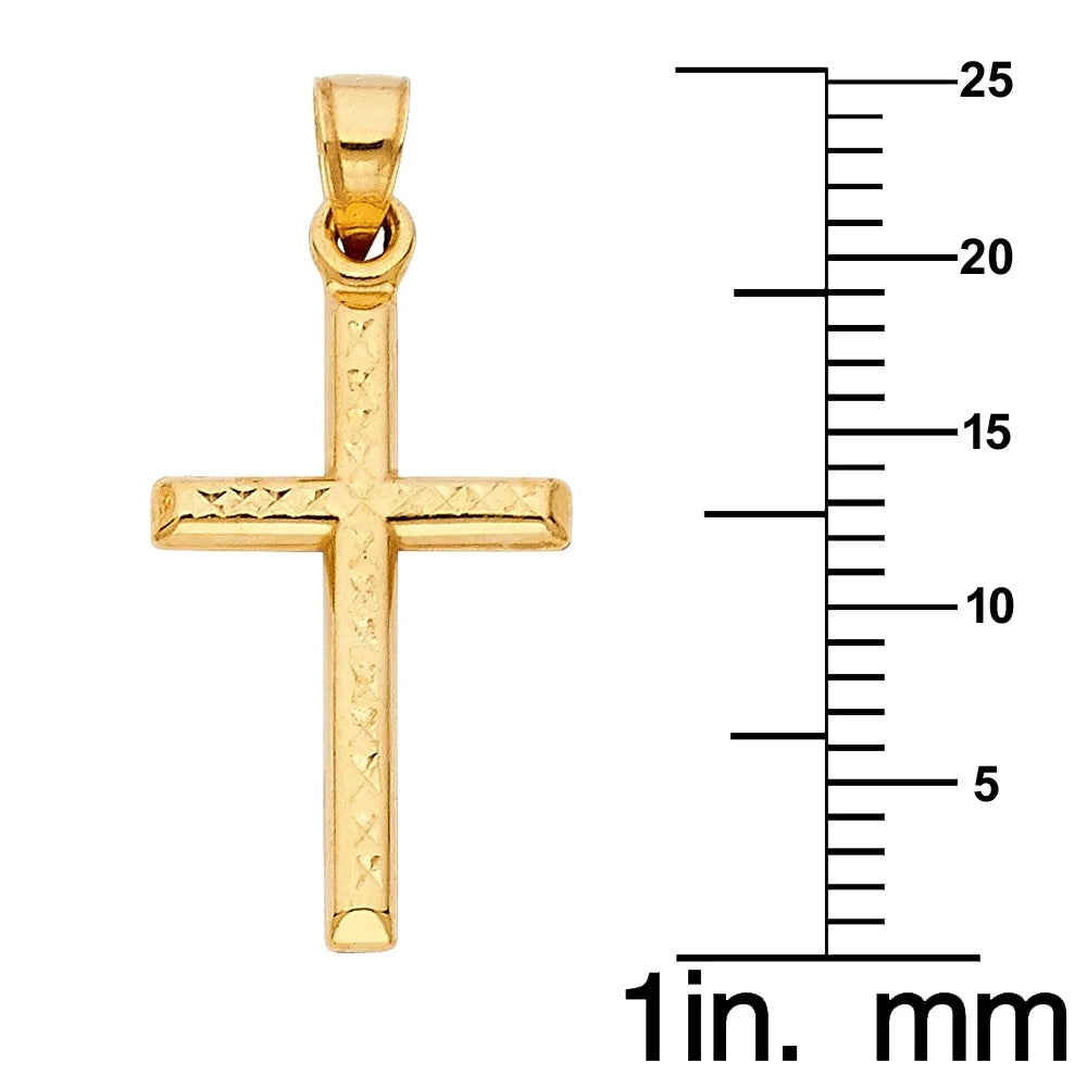 14K Yellow Gold Cross Pendant with Chain Necklace T8336