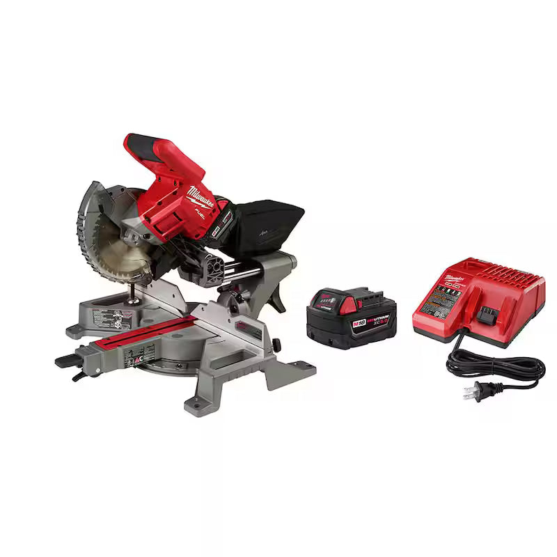 18V Lithium-Ion Brushless Cordless 7-1/4 in. Dual Bevel Sliding Compound Miter Saw Kit E5369