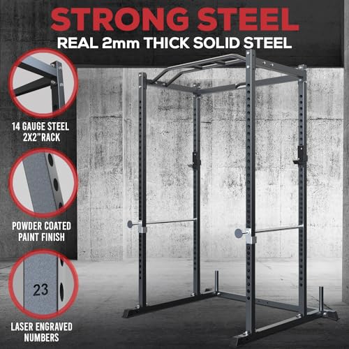 Power Rack with Safety Bars and J-Hooks H900095