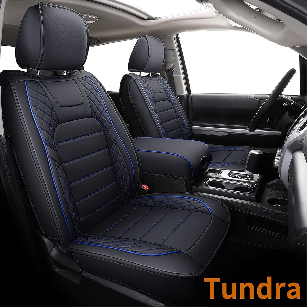 Black Faux Leather Seat Covers Front Set 2 pcs P428