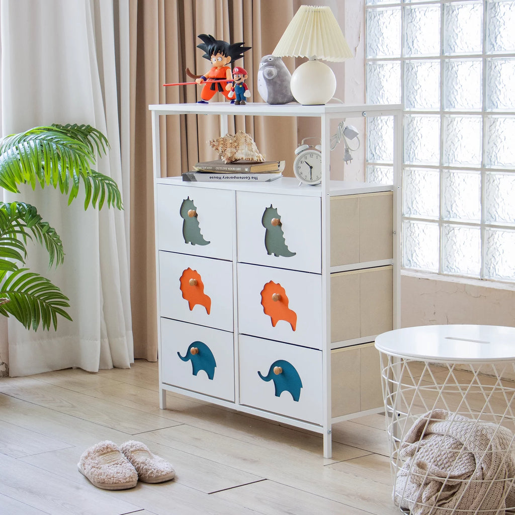 White 6 Drawer Kids Dresser with Shelf X6997
