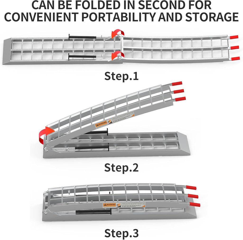 7.5ft Aluminum Folding ATV Ramps with Removable Support Legs, 2pcs R653285