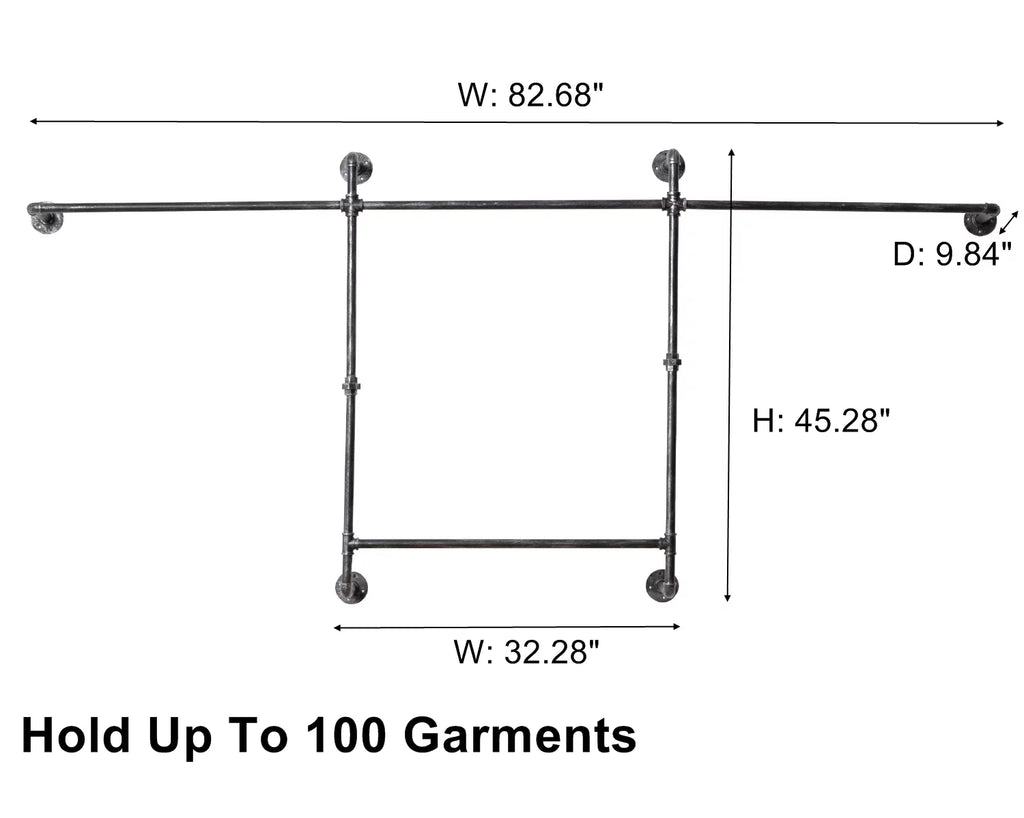 82.5 Inches Wall Mounted Heavy Duty Garment Rack F461