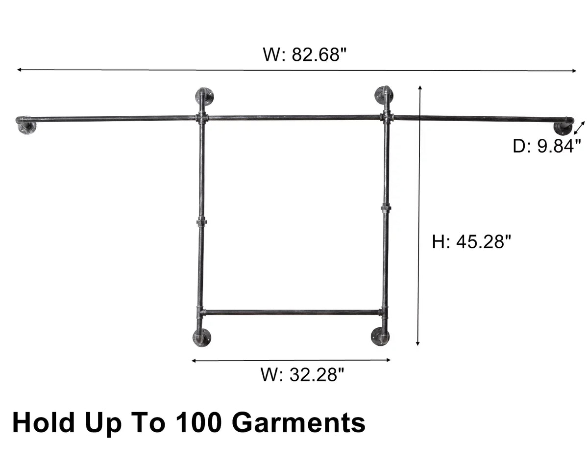 82.5 Inches Wall Mounted Heavy Duty Garment Rack F461