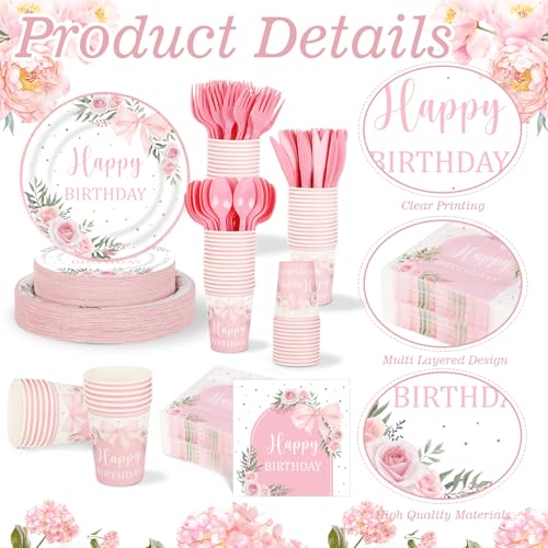 350 Pcs Disposable Paper Plates Napkins Cups Tableware Set for 50 Guests K623