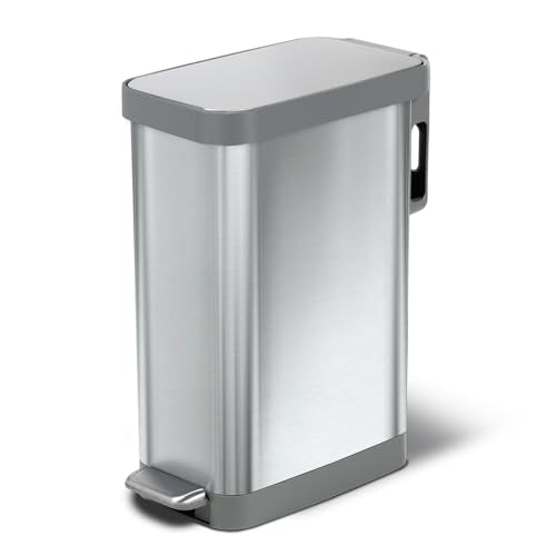 45 Liter Stainless Steel Slim Trash Can with Soft Close Lid W29696