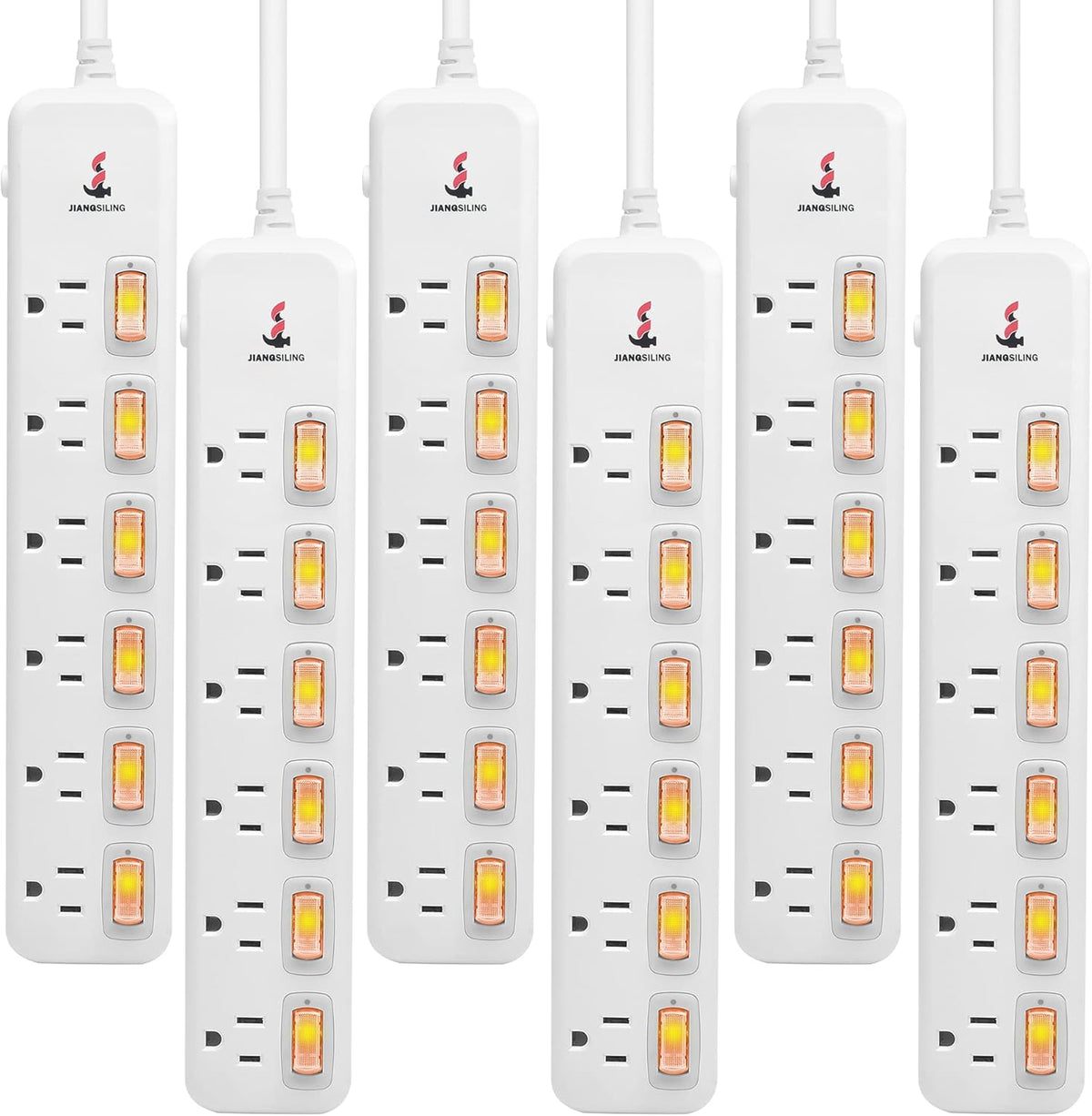 White 12 Pack Power Strip Surge Protector Extension Cord Q51094