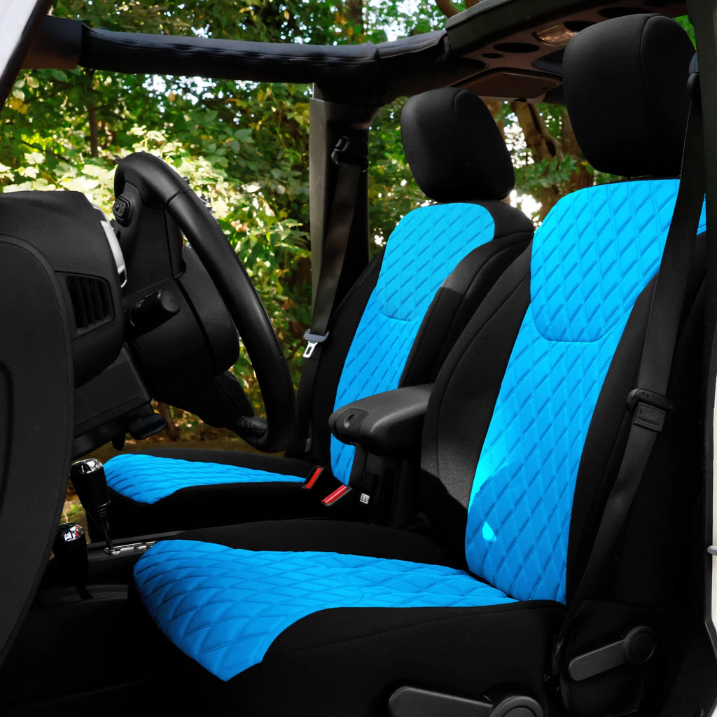 Aqua Neoprene Front Seat Covers for Jeep Wrangler JK 4DR W187