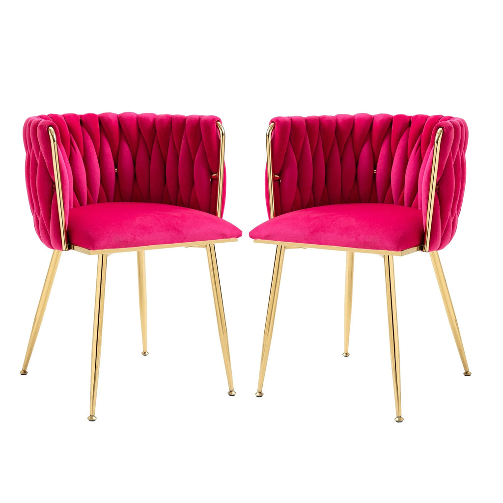 Red Velvet Tufted Dining Chair Set of 2 B124943