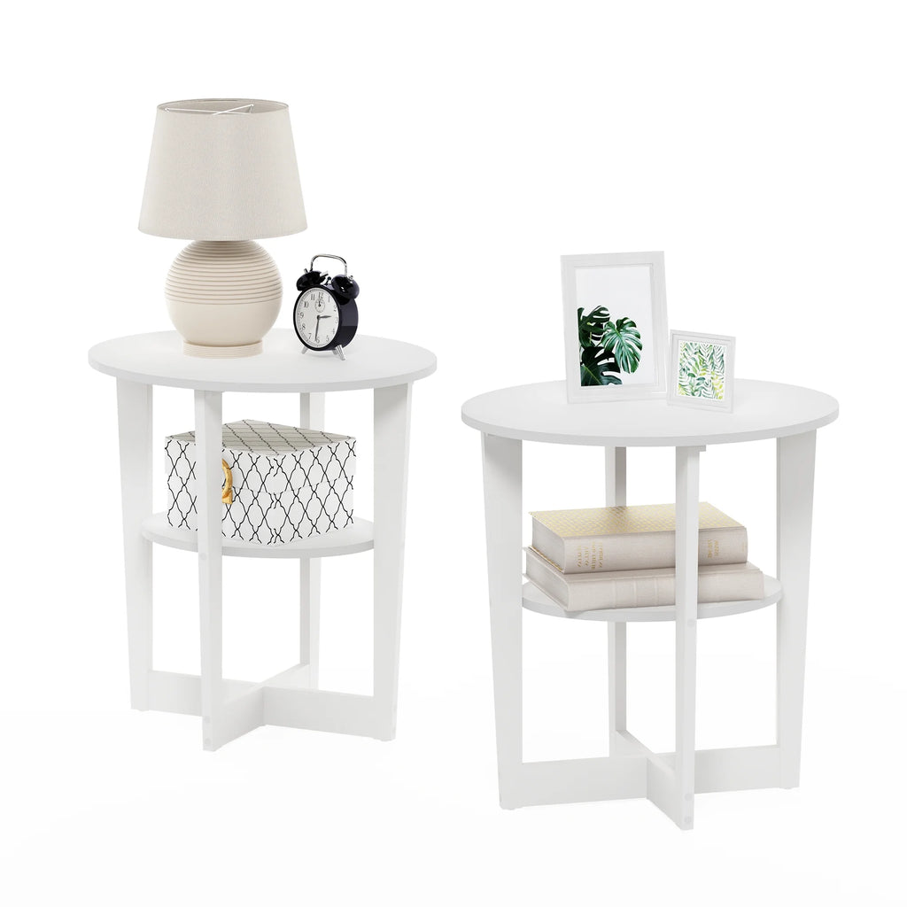 White Oval End Table Set of Two O7555