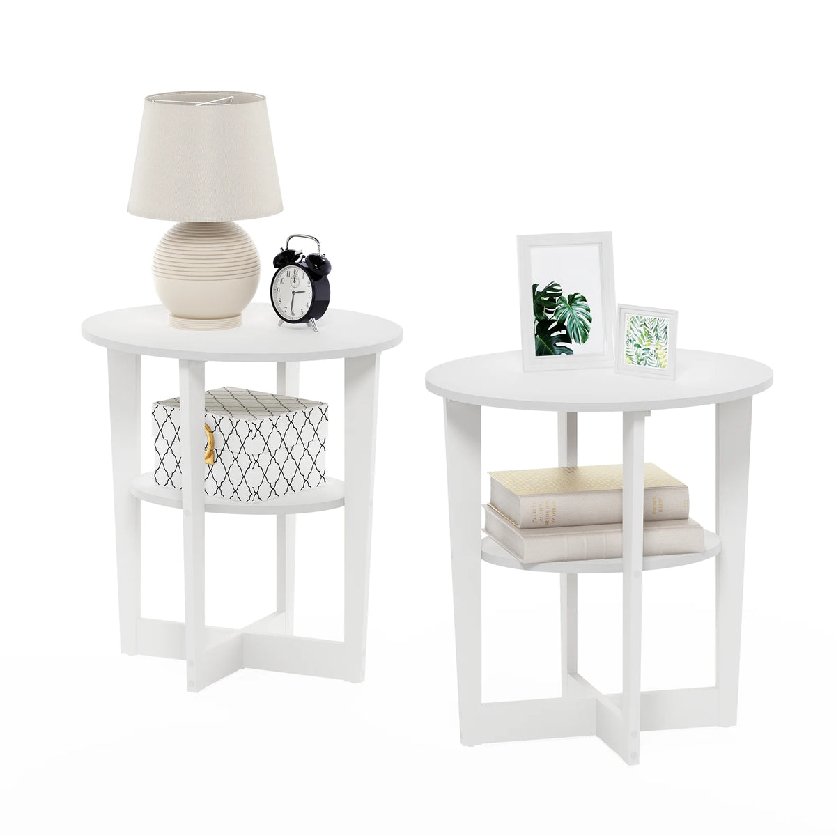 White Oval End Table Set of Two O7555