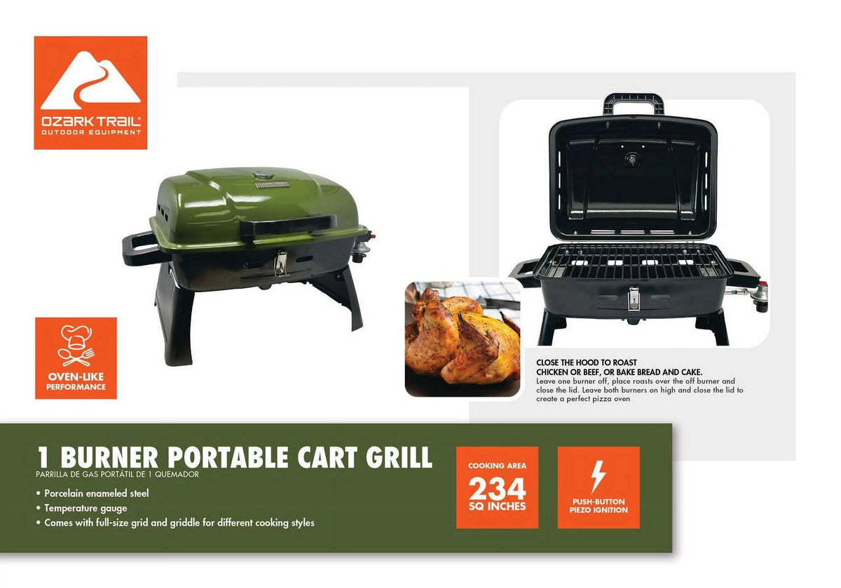 Portable 1 Burner Propane Grill with Griddle Plate U13130