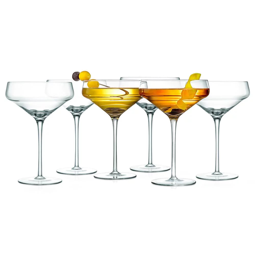 6 Sets of Crystal Martini Glass, Ultra Clear, 100% Hand Blown, Dishwasher safe M112535
