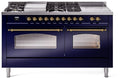 Blue Dual Fuel Natural Gas Range with Brass Trim A814920