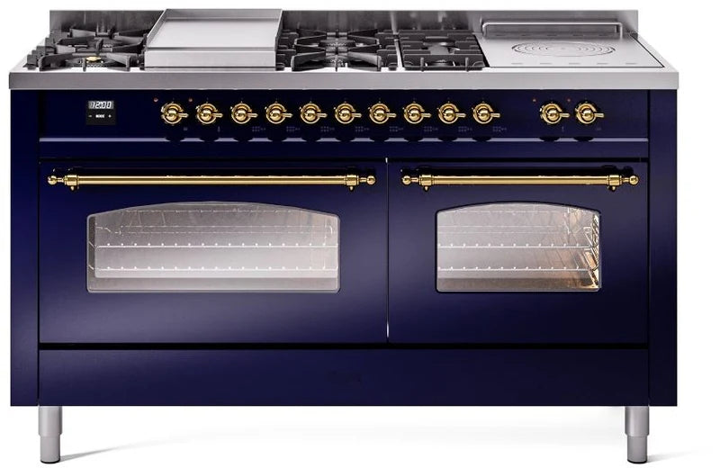 Blue Dual Fuel Natural Gas Range with Brass Trim A814920