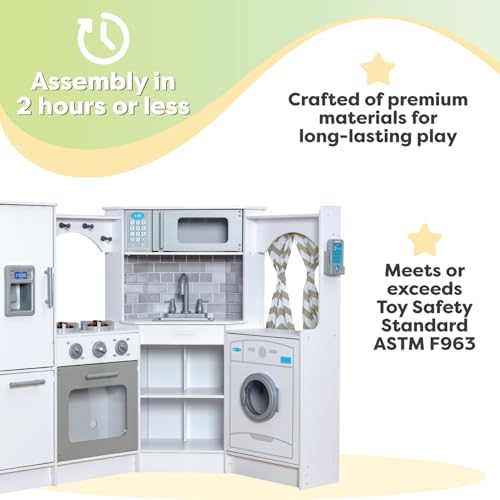 Wooden Corner Play Kitchen with Lights & Sounds J619
