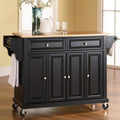 Black Natural Wood Top Kitchen Cart M4508