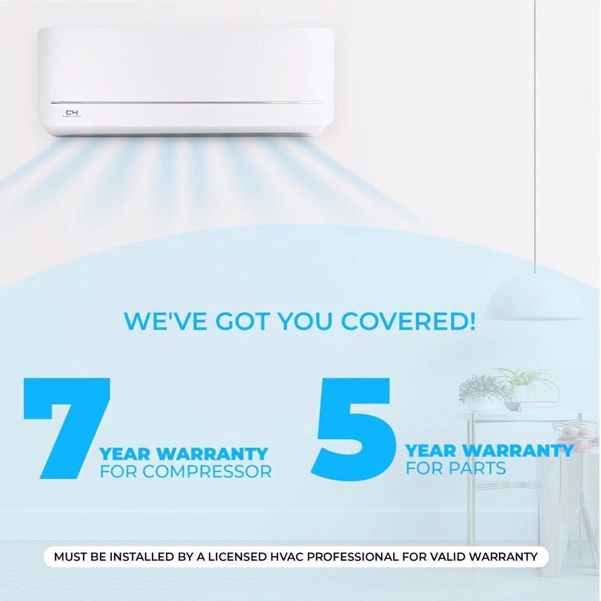 6000 BTU 115V Wall Mounted Mini Split Heat Pump Air Conditioner J926