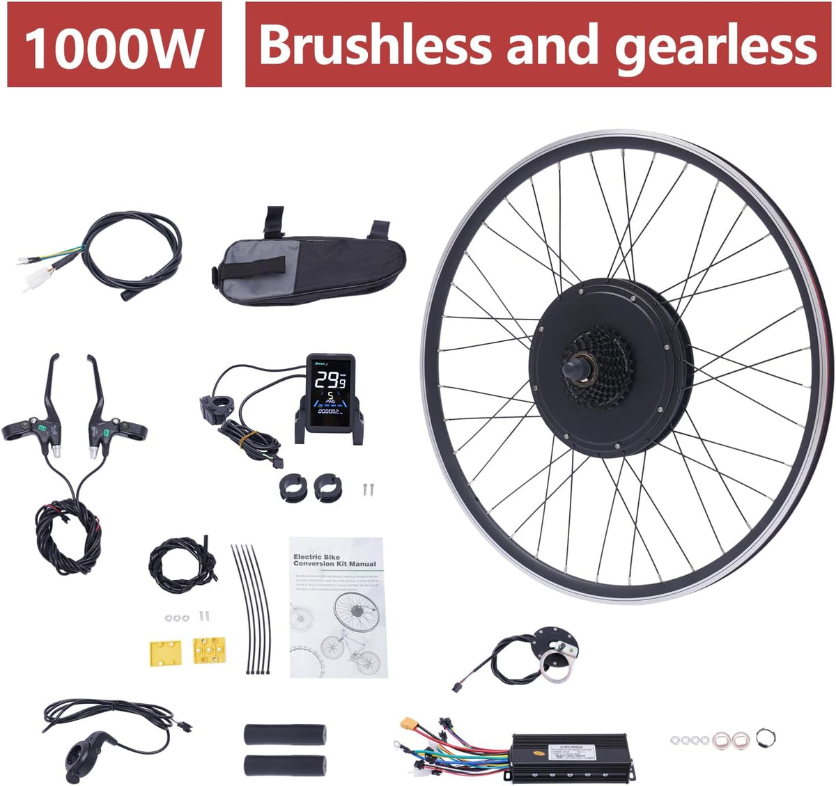 48V 1000W 700C Rear Wheel Electric Bicycle Conversion Kit with LCD Display C2683