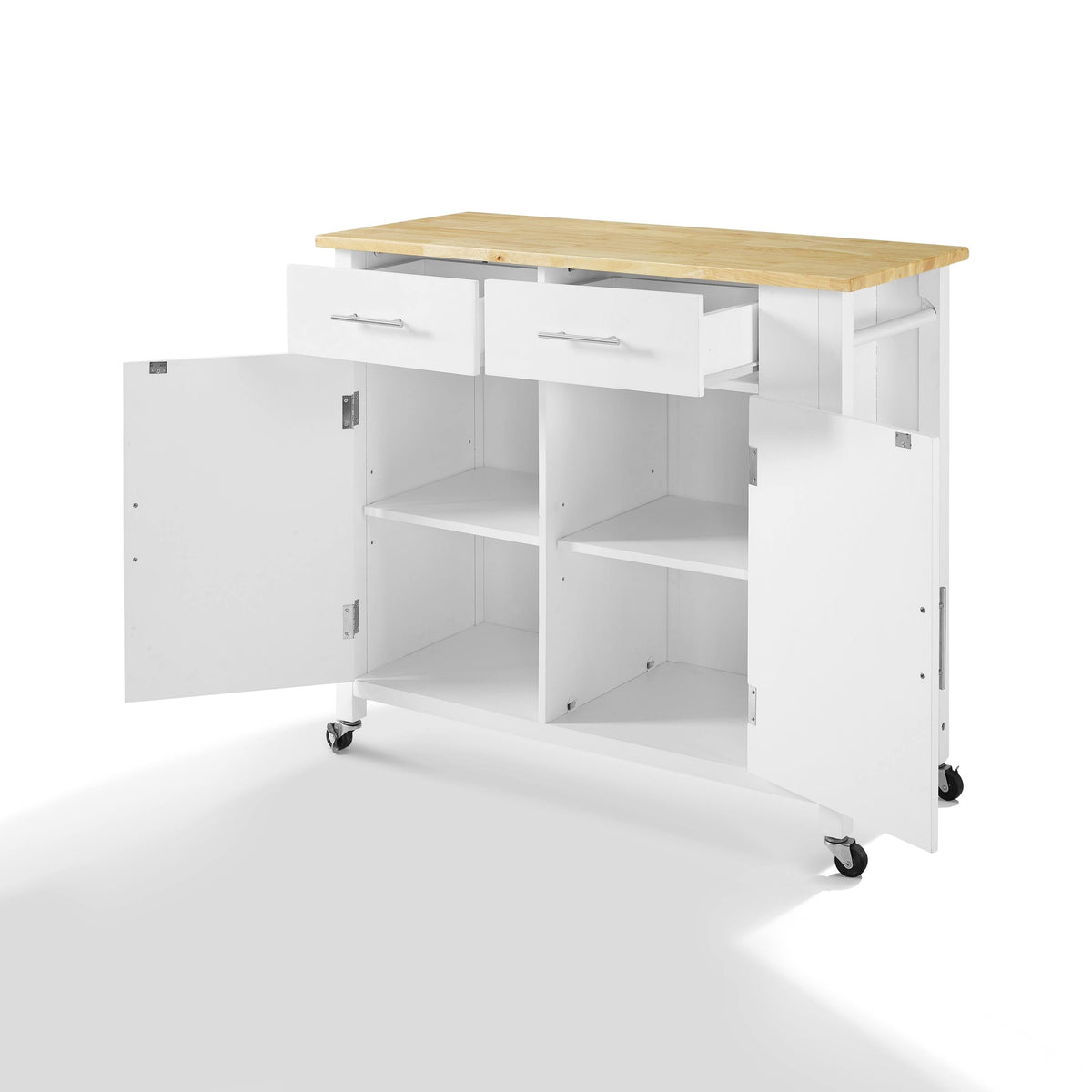 White Wood Top Kitchen Island Cart R365