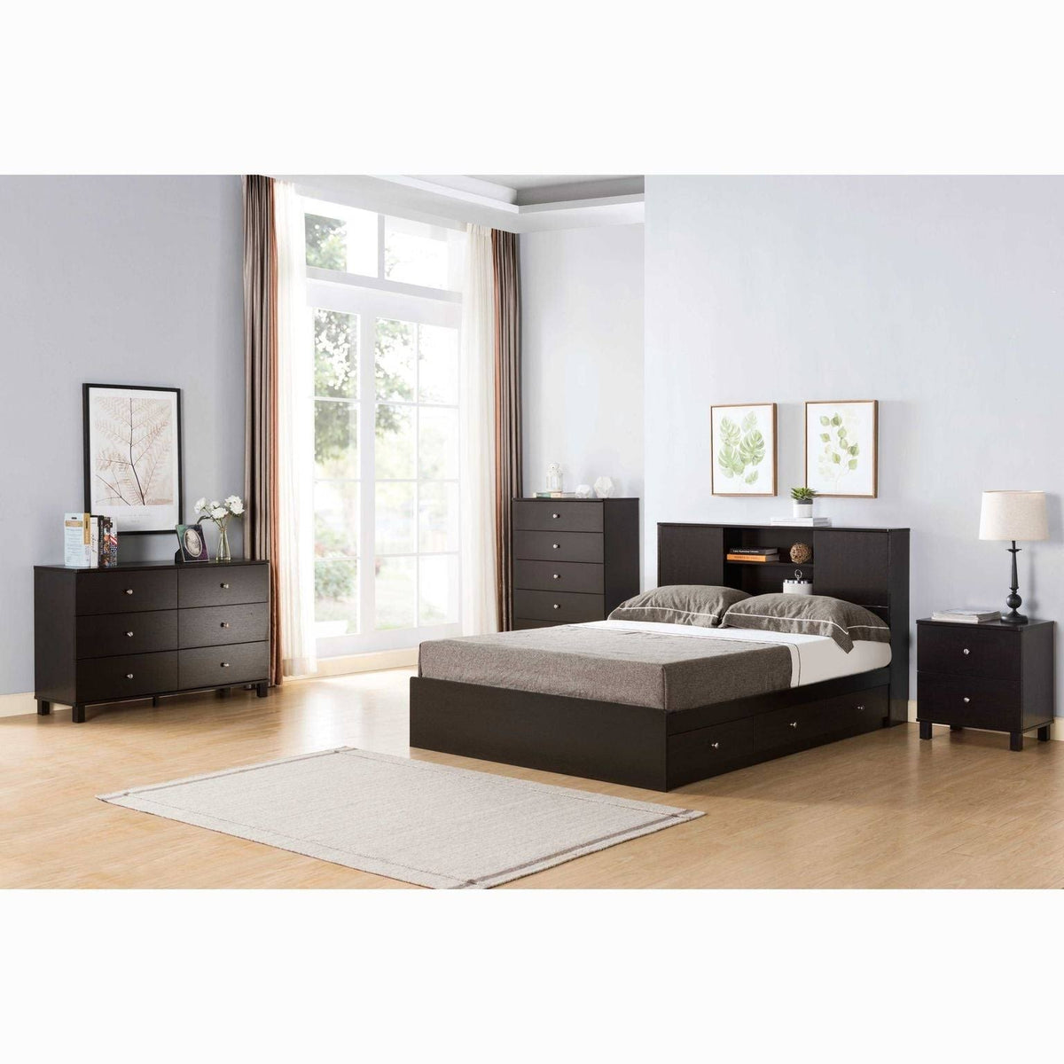 Twin Bookcase Headboard with Two Large Cubbies and Two Smaller Shelves - White Q146831