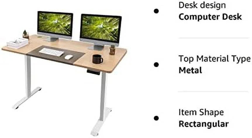 Height Adjustable Electric Standing Desk 55 x 28 Inches White L62138