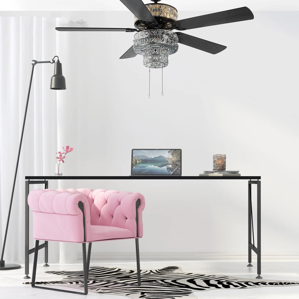 52" Crystal LED Ceiling Fan with Light M372