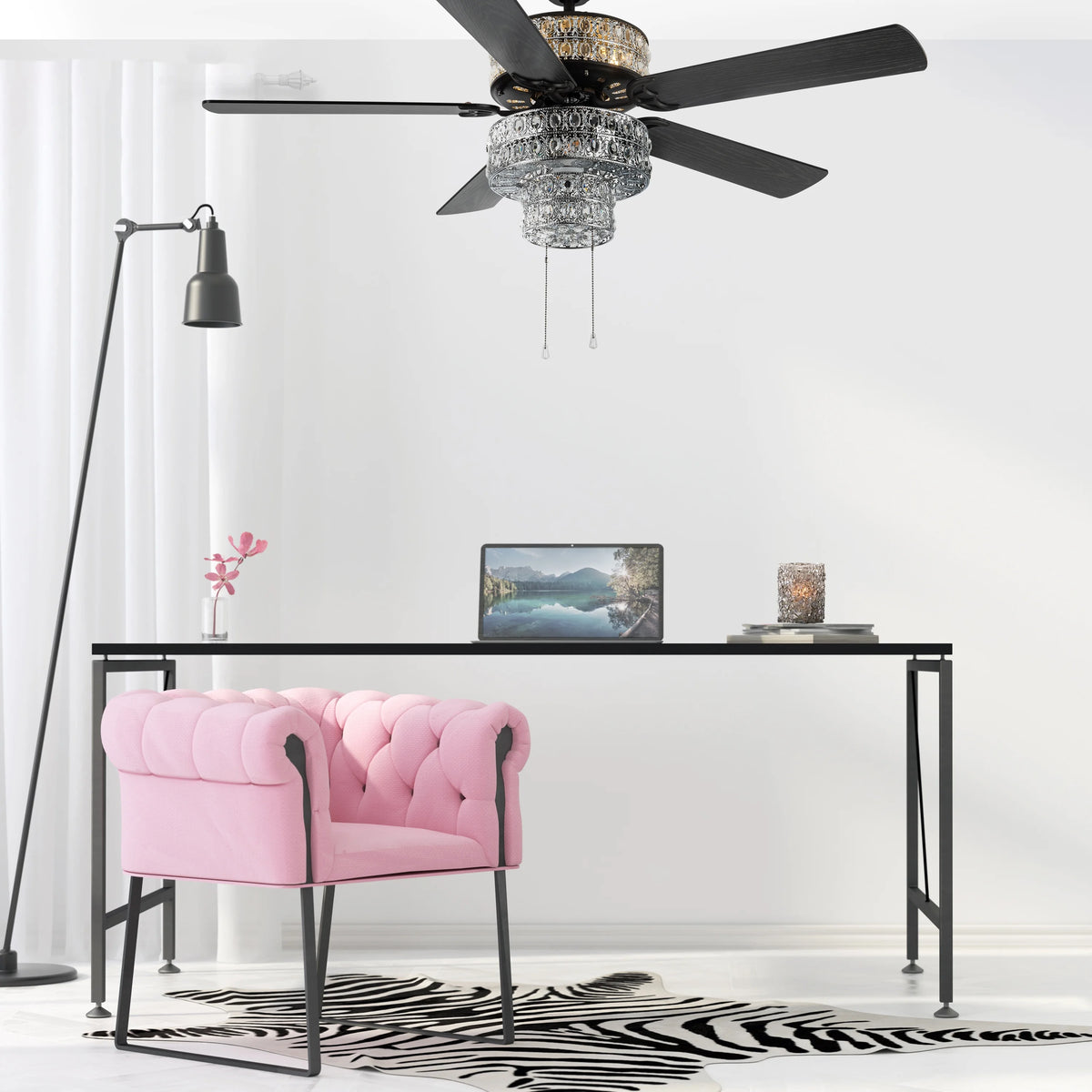 52" Crystal LED Ceiling Fan with Light M372