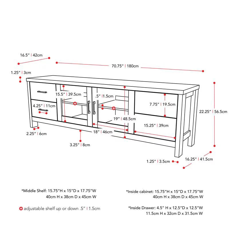 Dark Gray Engineered Wood TV Stand with Closed Storage V2829