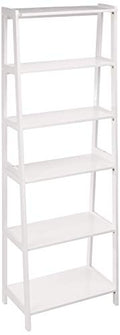 White 5 Shelf Rubberwood Ladder Bookshelf V6681