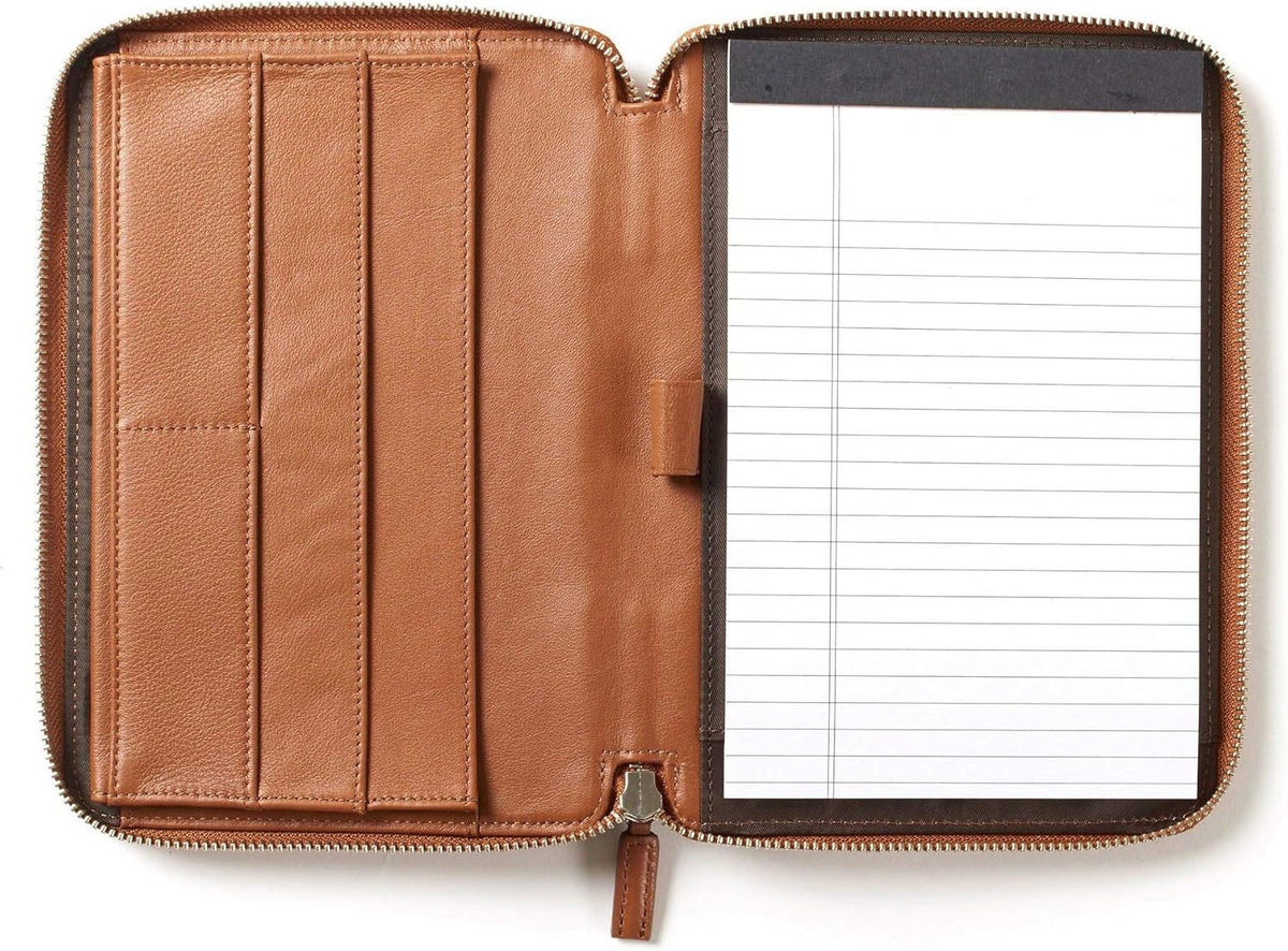 Cognac Full Grain Leather A5 Zippered Portfolio S960108