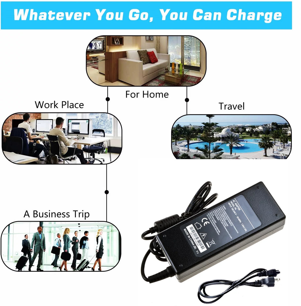 Compatible AC / DC Adapter Replacement for 19 Touchscreen LCD Monitor Power B272
