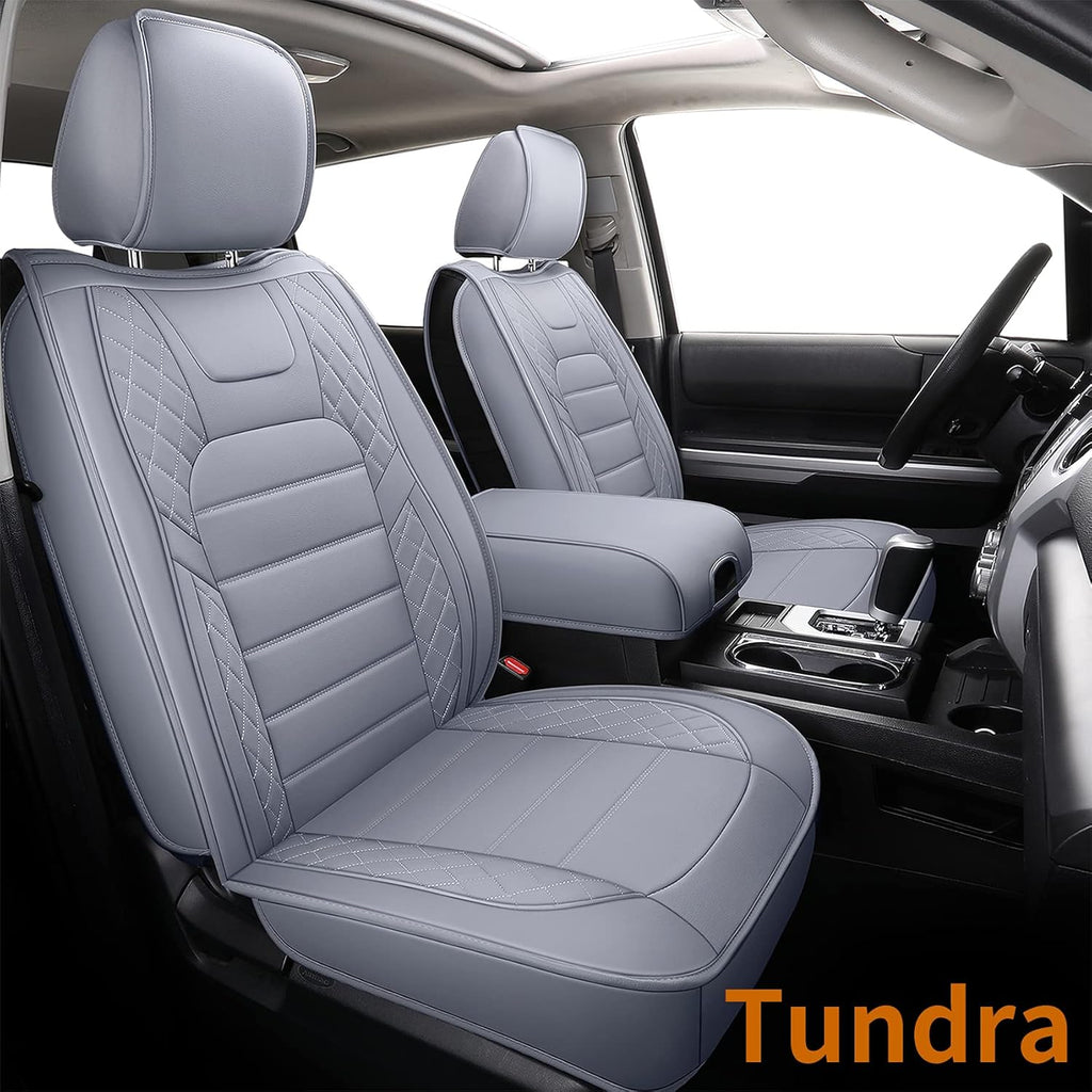 Black Faux Leather Seat Covers Front Set 2 pcs P428