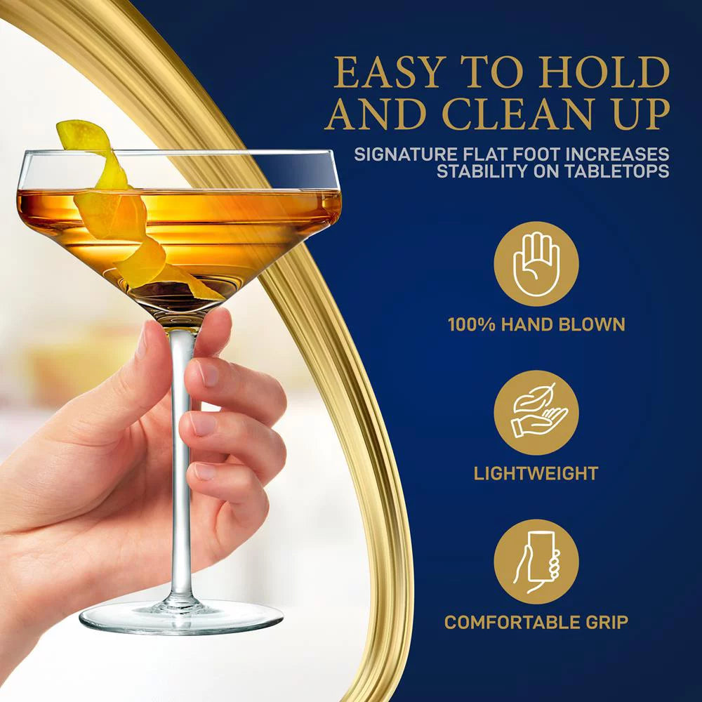 6 Sets of Crystal Martini Glass, Ultra Clear, 100% Hand Blown, Dishwasher safe M112535
