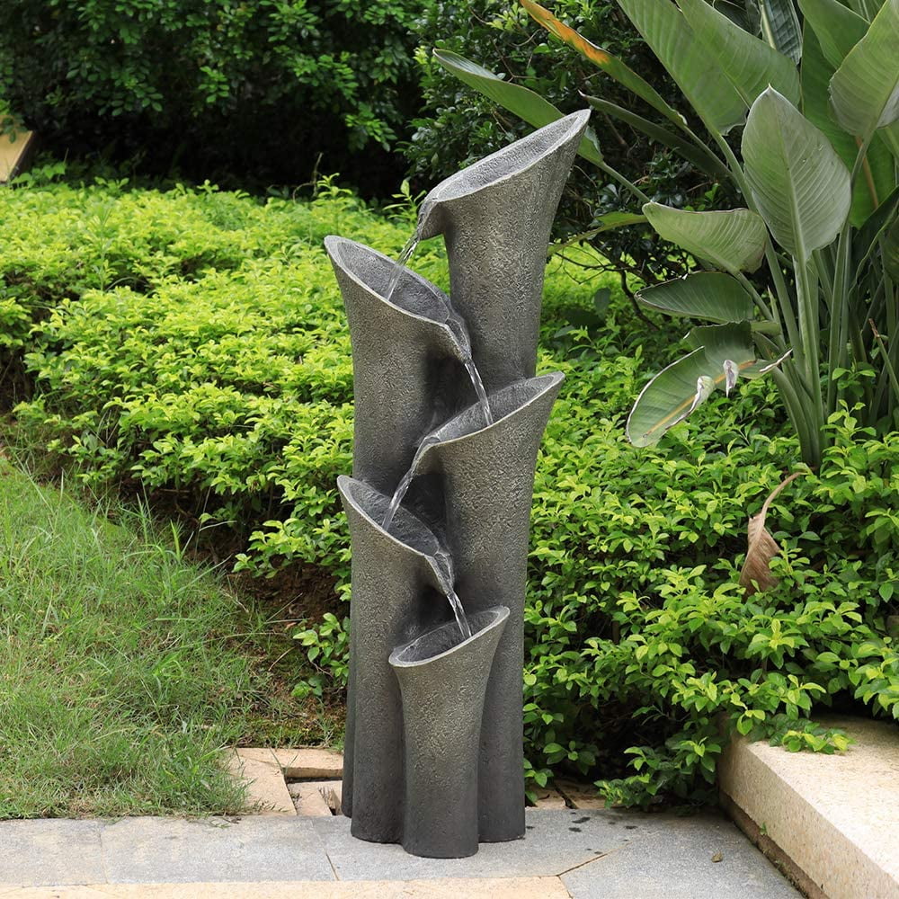 5-Tier Outdoor Water Fountains with LED Lights, 40" High P1809