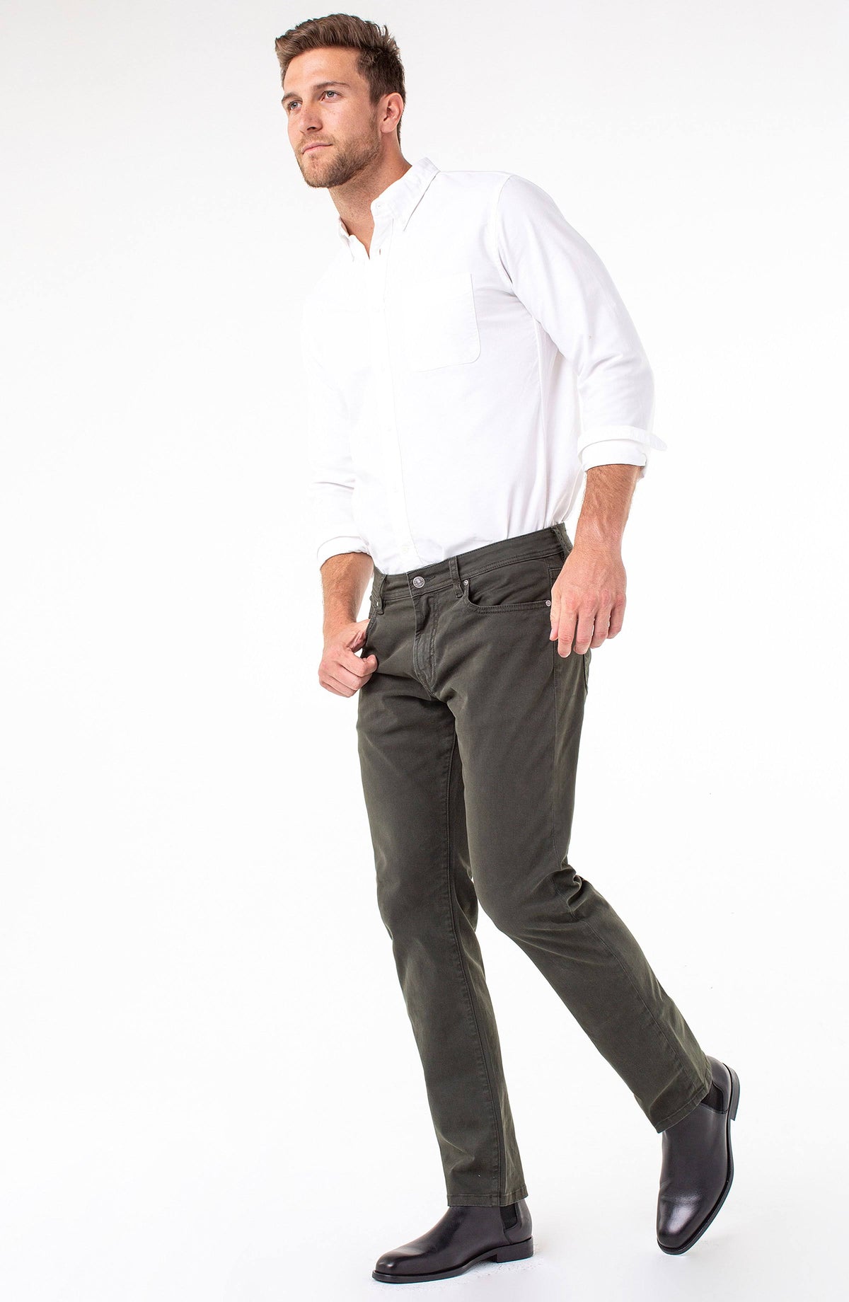 Relaxed Straight Twill Pants, Size 38 S245