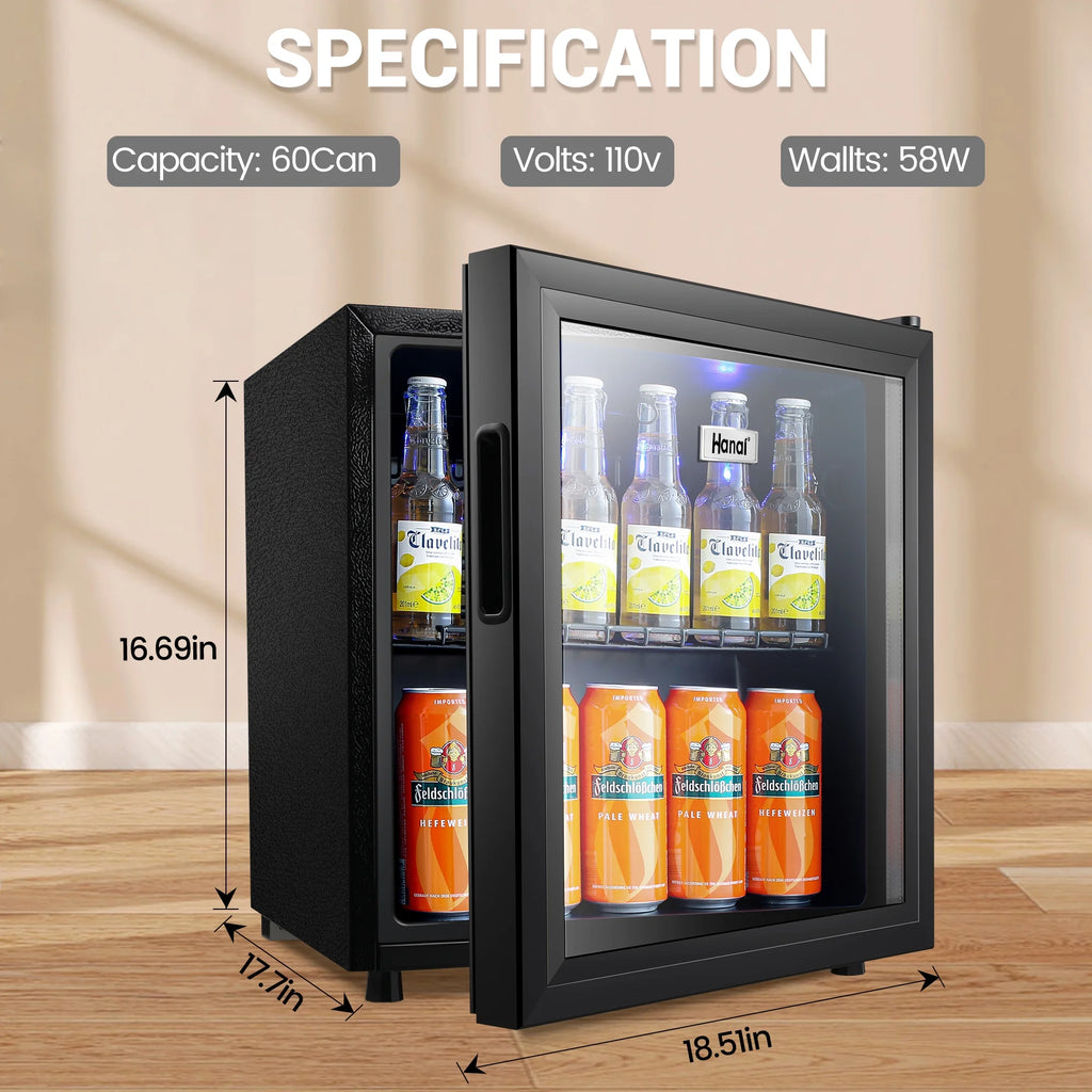 62-Can Beverage Refrigerator and Cooler with Glass Door B69488
