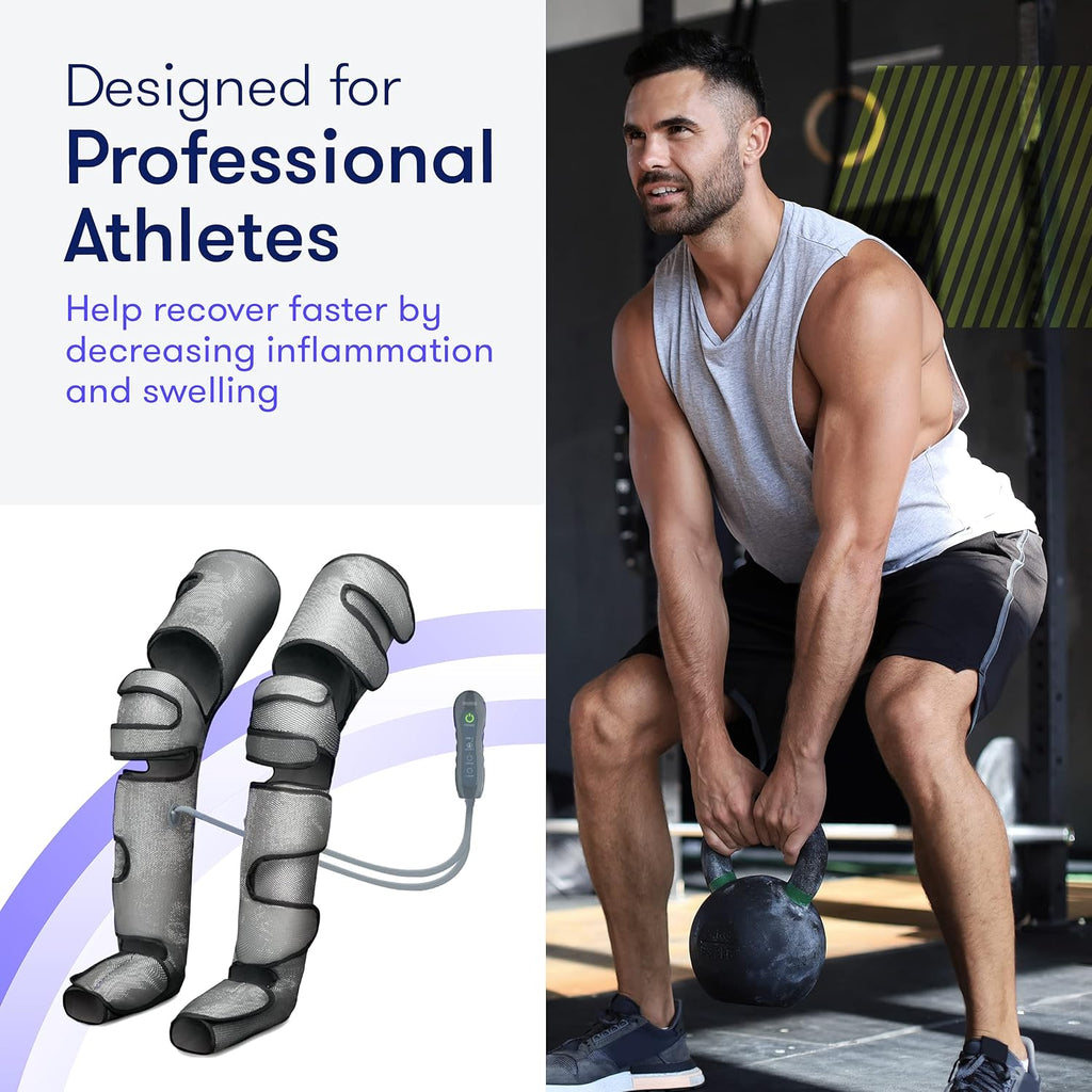 Large Knee Dark Grey Leg Massager with Heat Air Compression V458