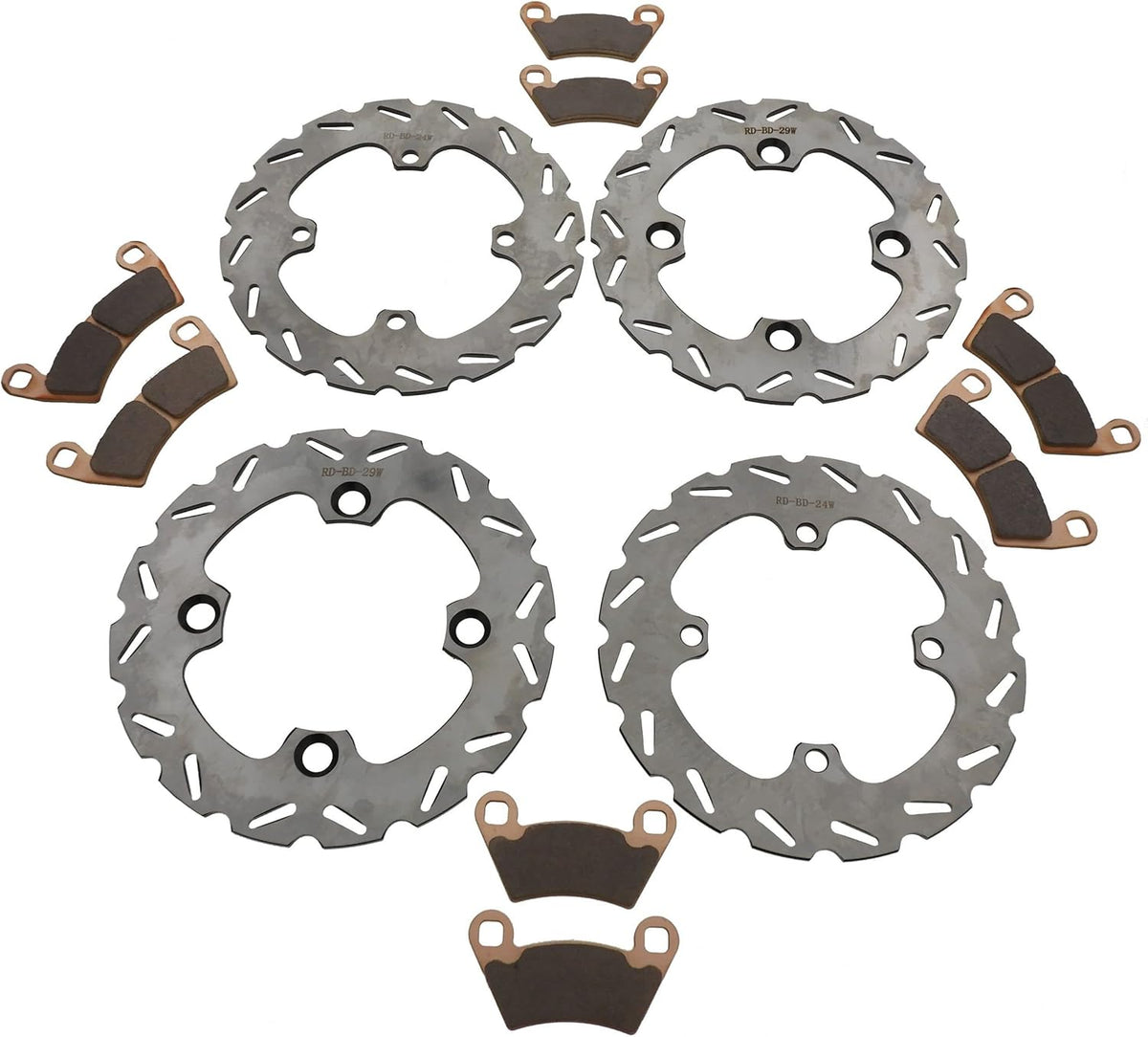 Front & Rear Brake Rotors & Brake Pads for Polaris Ranger 800 W153416
