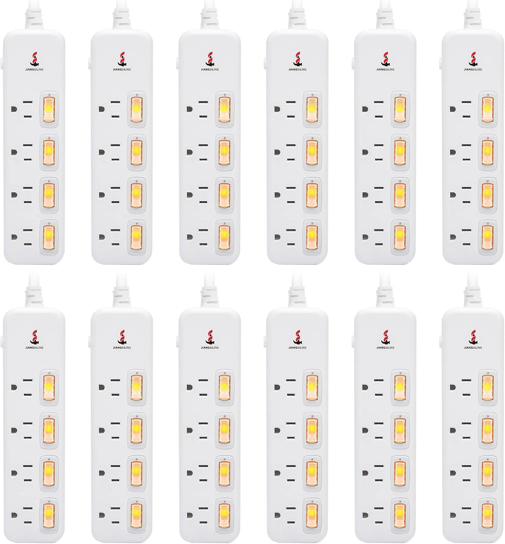 White 12 Pack Power Strip Surge Protector Extension Cord Q51094