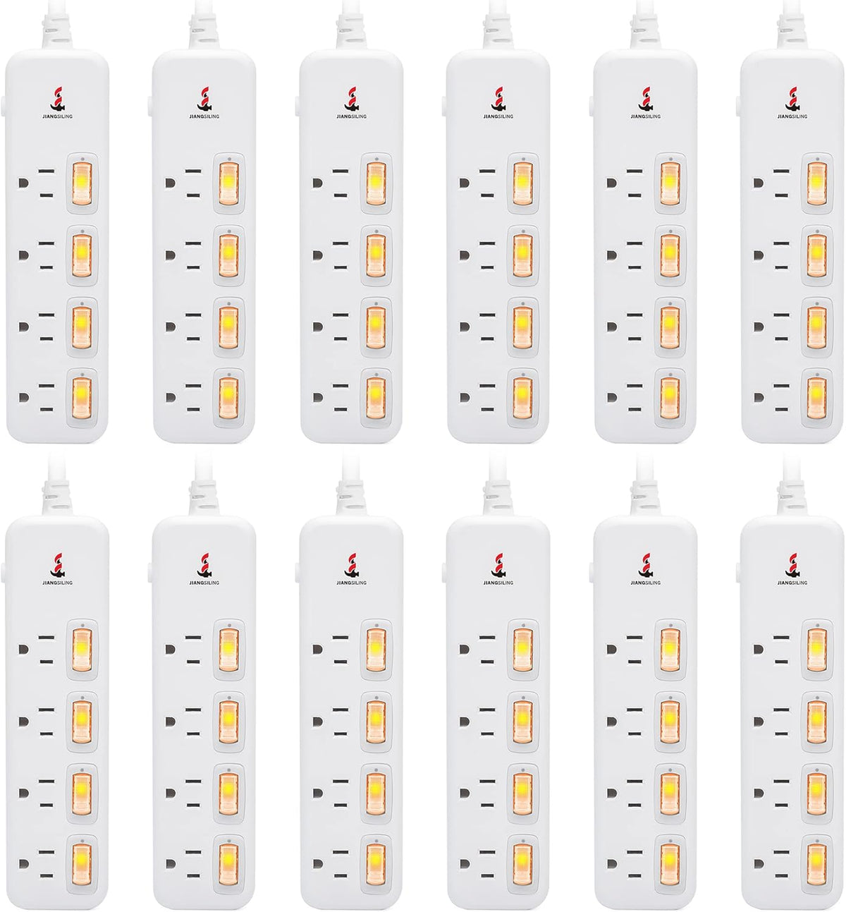 White 12 Pack Power Strip Surge Protector Extension Cord Q51094