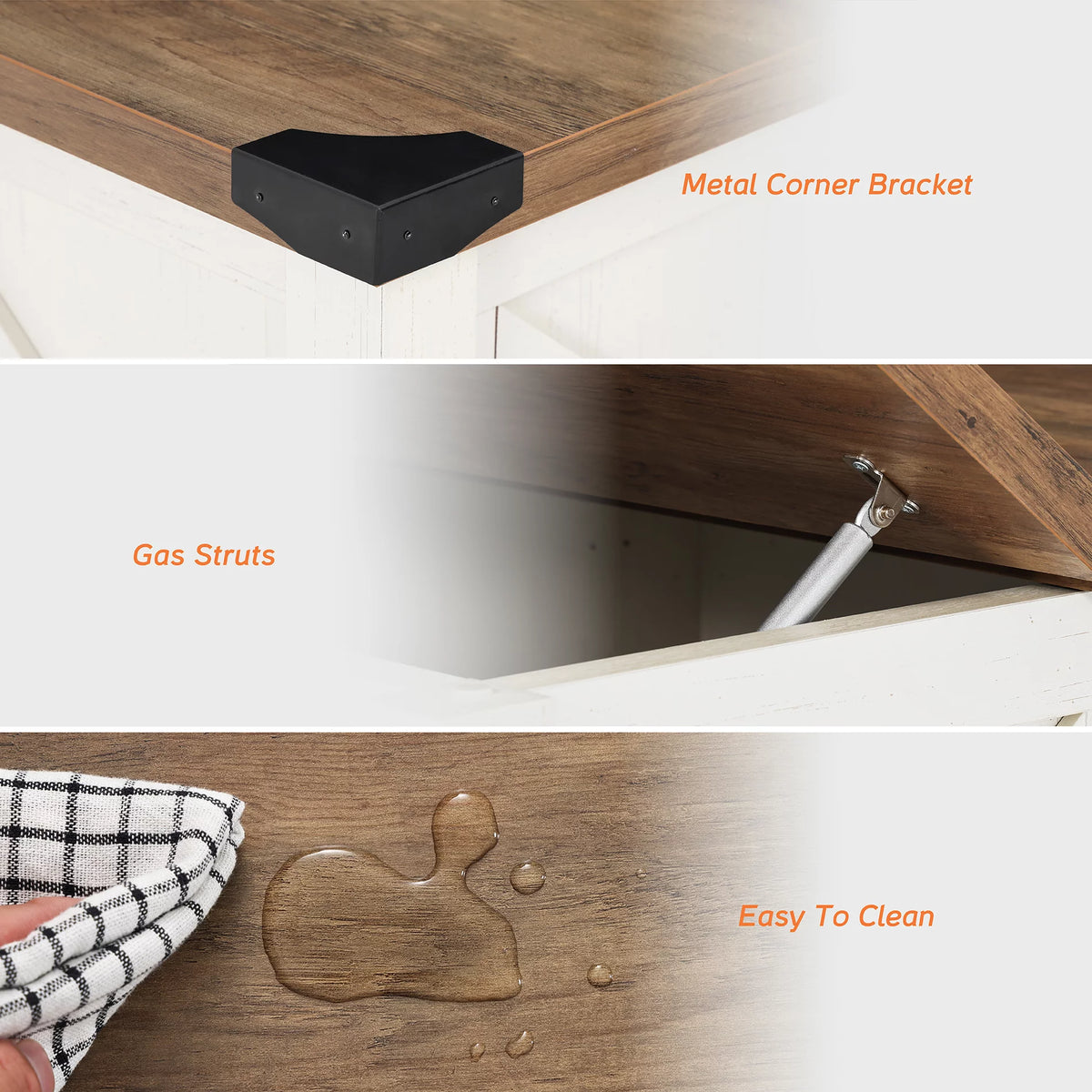 White Square Lift-Top Coffee Table with Hidden Storage T919