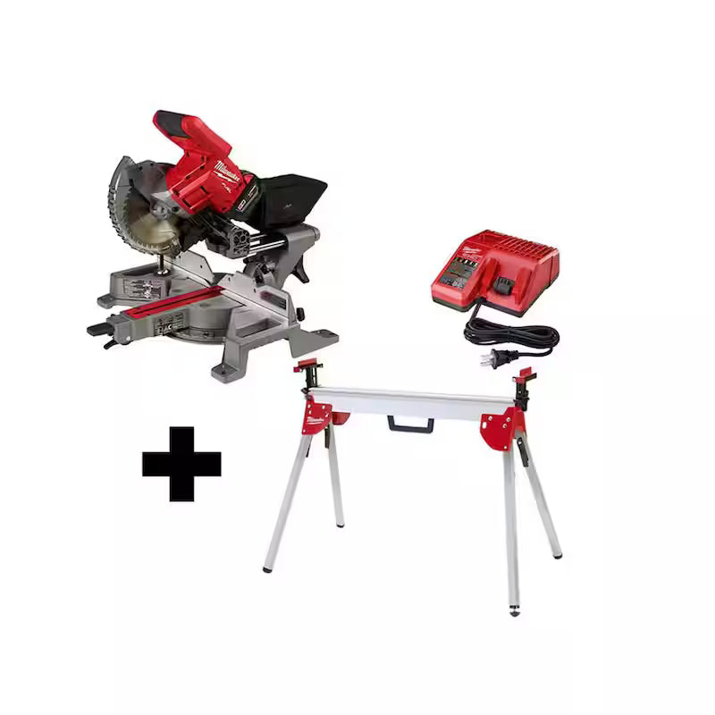 18V Lithium-Ion Brushless Cordless 7-1/4 in. Dual Bevel Sliding Compound Miter Saw Kit E5369
