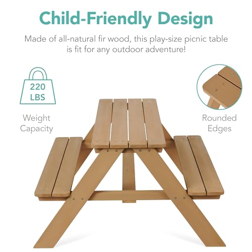 Kids Wooden Picnic Table with Umbrella and Built-in Seats N1279