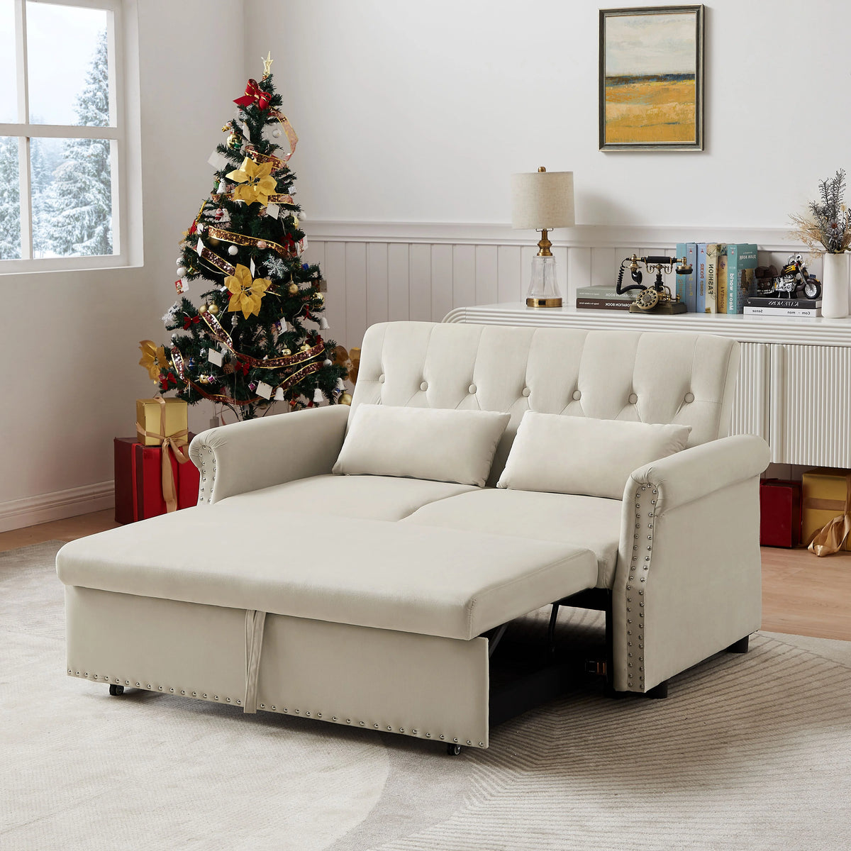 Velvet Convertible Sleeper Sofa Bed D12637