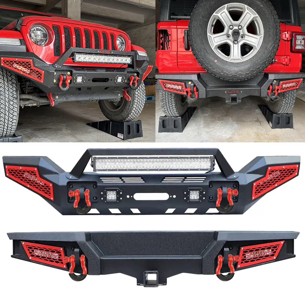 Front & Rear Bumper Combos with Winch Plate LED Work Lights U201303